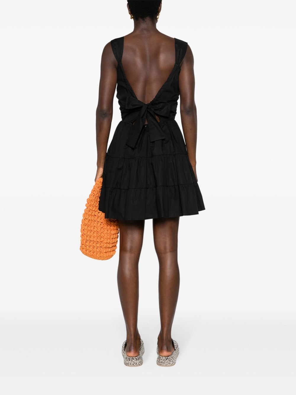 Shop Liu •jo Open-back Cotton Minidress In Black