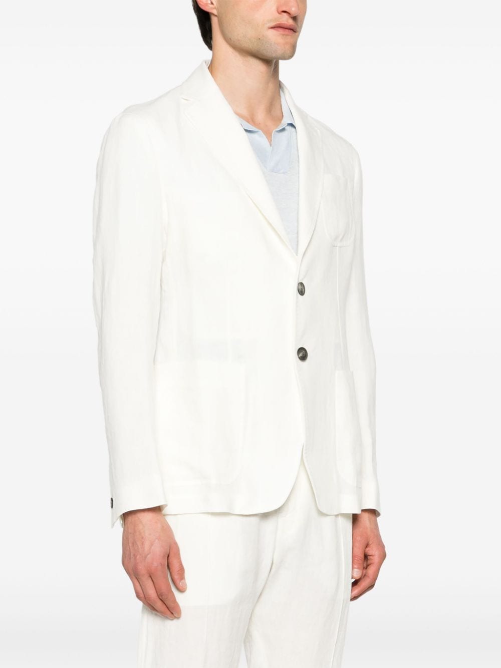 Shop Emporio Armani Single-breasted Linen Blazer In White
