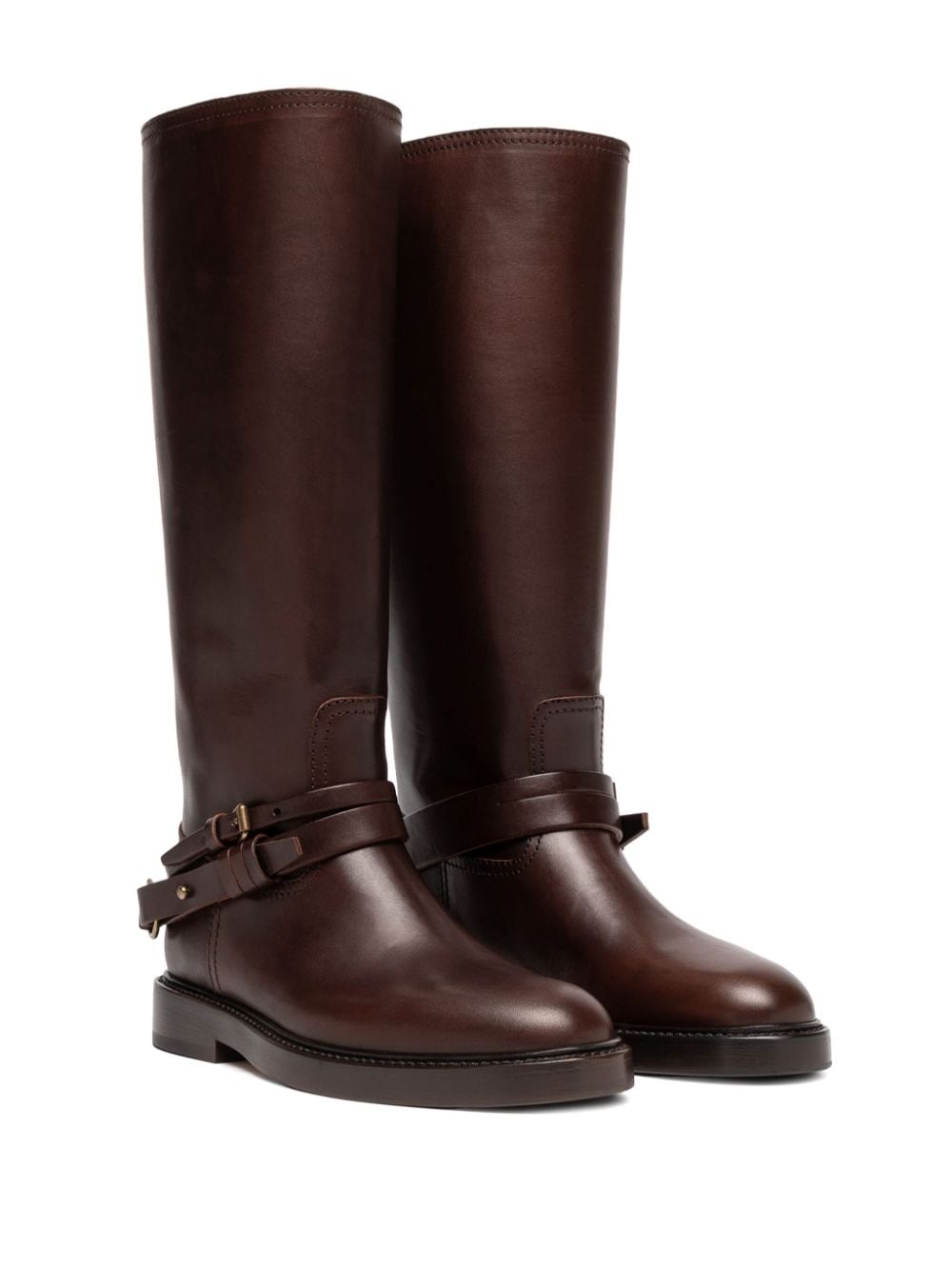 Shop Buttero Knee-high Leather Boots In Brown