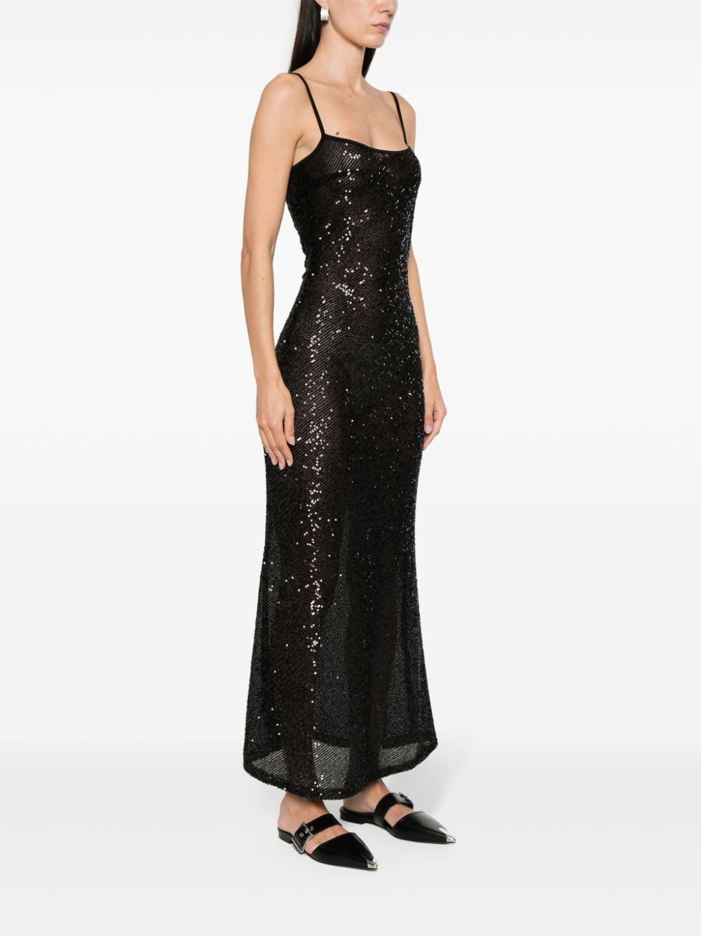 Shop Musier Sequin-embellished Maxi Dress In Black