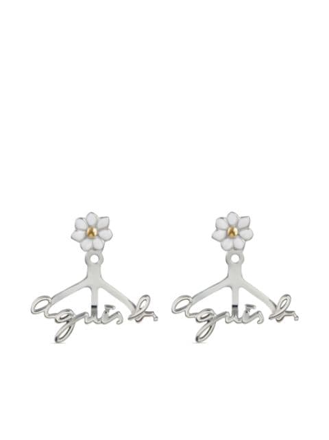 agnès b.  Daisy Land logo earrings