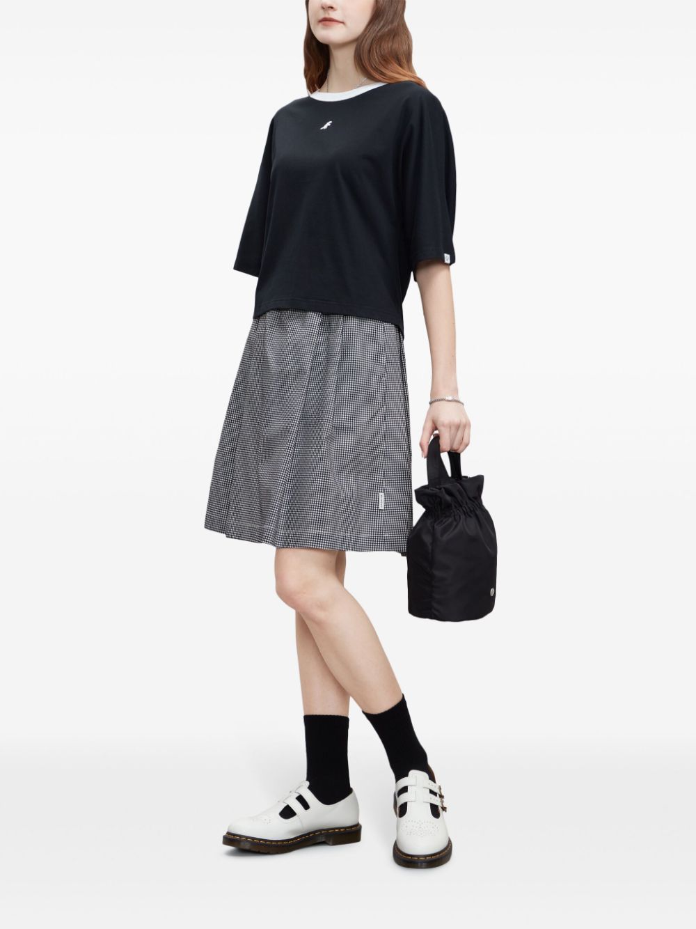 Shop Sport B. By Agnès B. Gingham Flared Skirt In Black