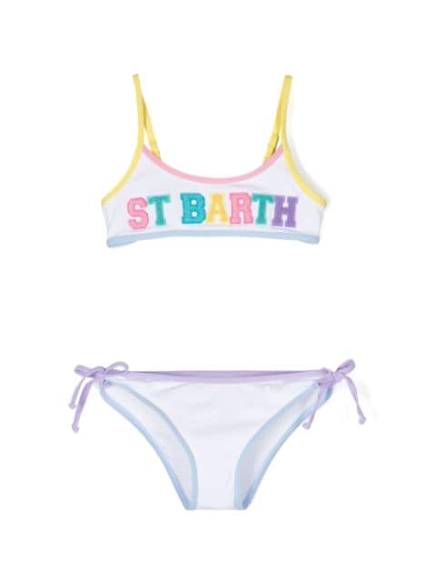 MC2 Saint Barth Kids logo-appliqué ribbed bikini