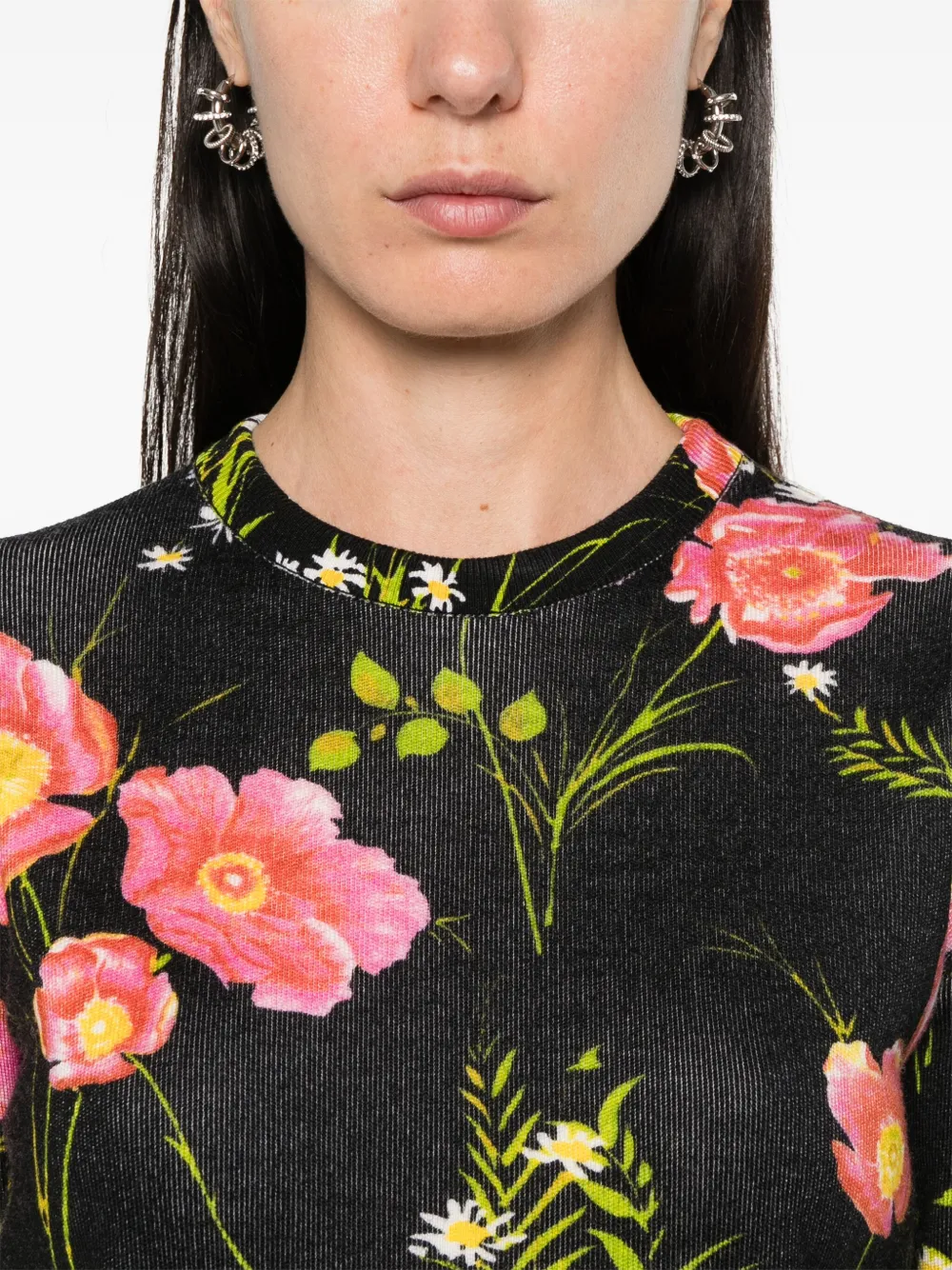 Balenciaga Top met bloemenprint Zwart