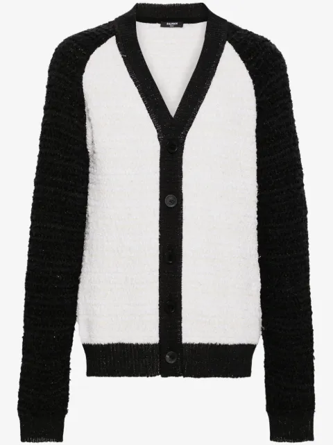 Balmain colour-block bouclé cardigan
