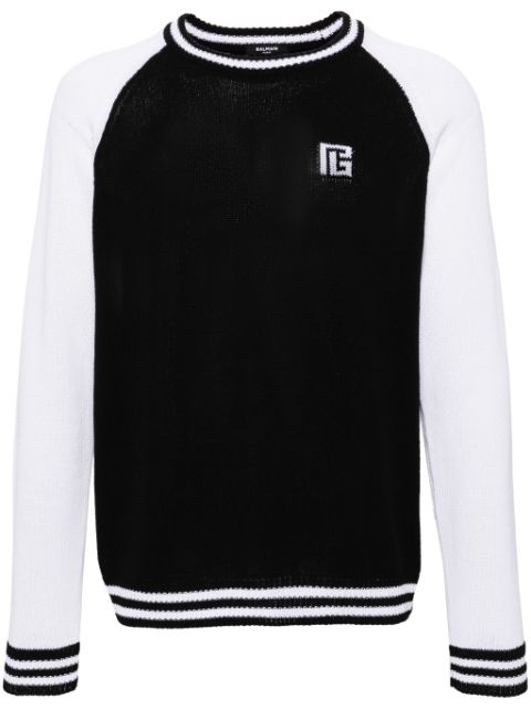 Balmain colour-block ribbed-knit jumper Men