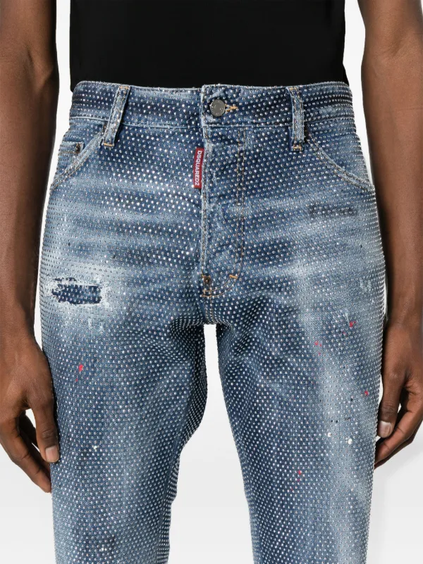 DSQUARED2 Cool Guy Studded mid-rise Slim Jeans | Blue | FARFETCH