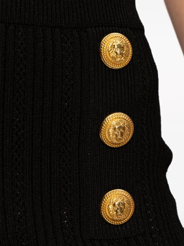 Balmain decorative-buttons Ribbed Pencil Skirt | Black