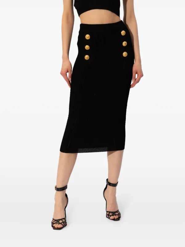 スカート BALMAIN SKIRT WITH BUTTONS Knit skirt with buttons black black - Women | BALMAIN