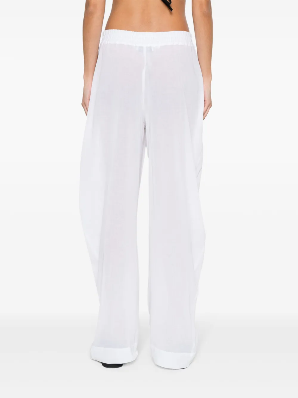 Shop Attico Logo-embroidered Cotton Trousers In White