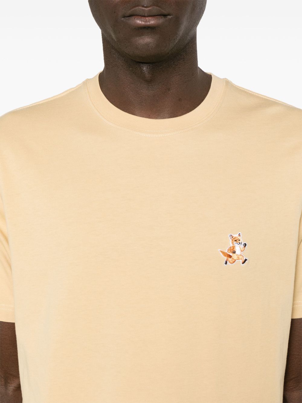 Shop Maison Kitsuné Speedy Fox-patch Cotton T-shirt In Yellow