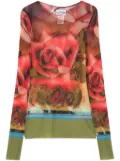Jean Paul Gaultier The Red Roses mesh top - Green