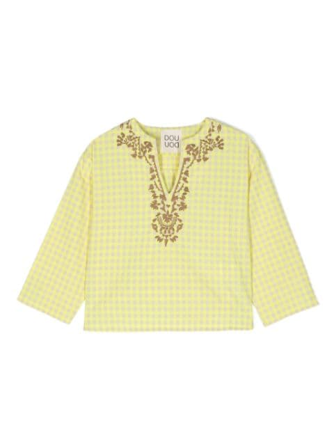 Douuod Kids checked embroidered blouse