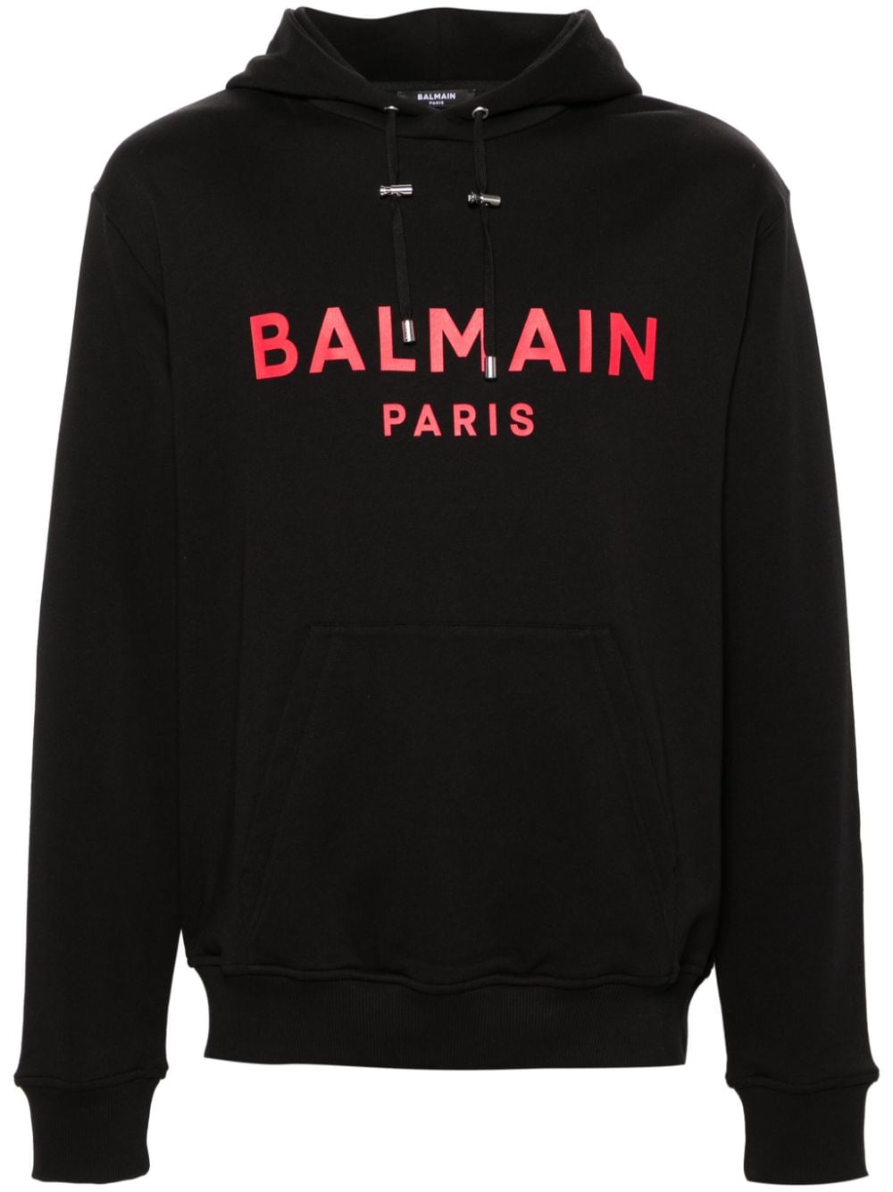 Balmain Logo-print Cotton Hoodie In Black