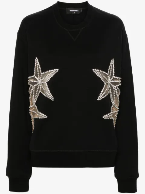DSQUARED2 crystal-embellished cotton sweatshirt