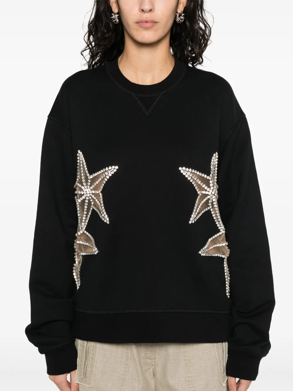 Cheap DSQUARED2 crystal-embellished cotton sweatshirt Women