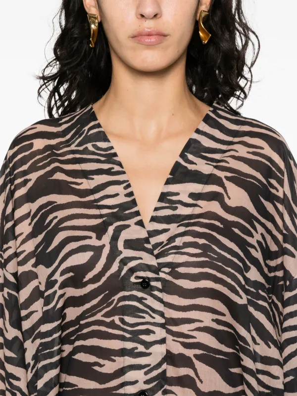 The Attico zebra-print Shirt Dress | Neutrals | FARFETCH