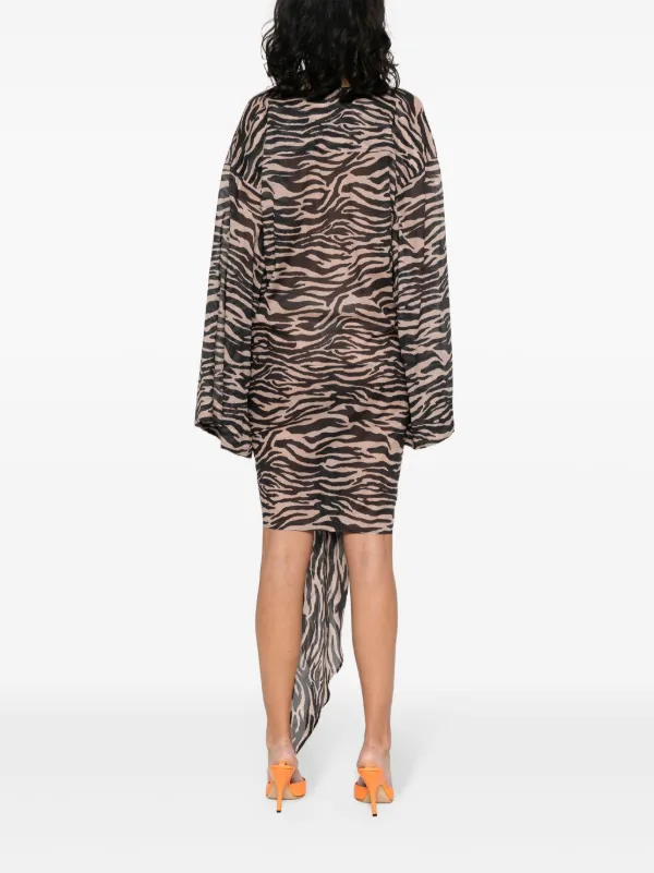 VIP【関税送料無料】希少 The Attico Zebra Print Caftan The Attico zebra-print Cotton Shirt | Brown | FARFETCH