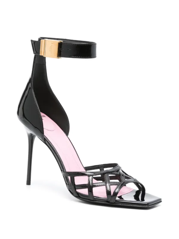 Balmain Uma patent-leather Sandals Black FARFETCH OM