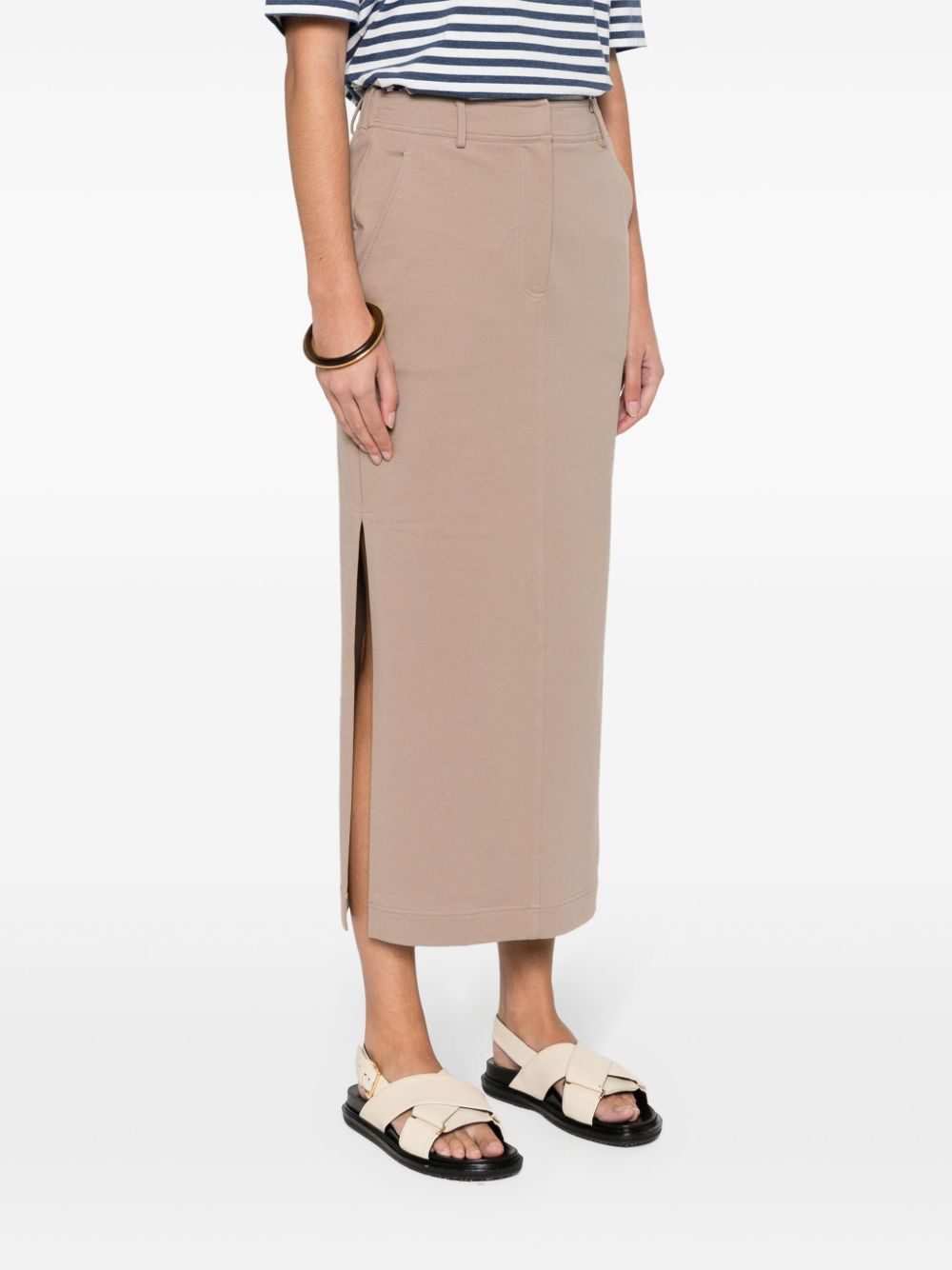 Brunello Cucinelli Jersey midi-rok Bruin