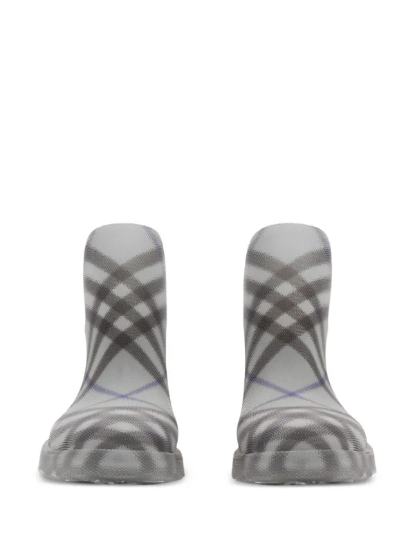 Burberry Marsh Checked Rubber Ankle Boots | Grey | FARFETCH