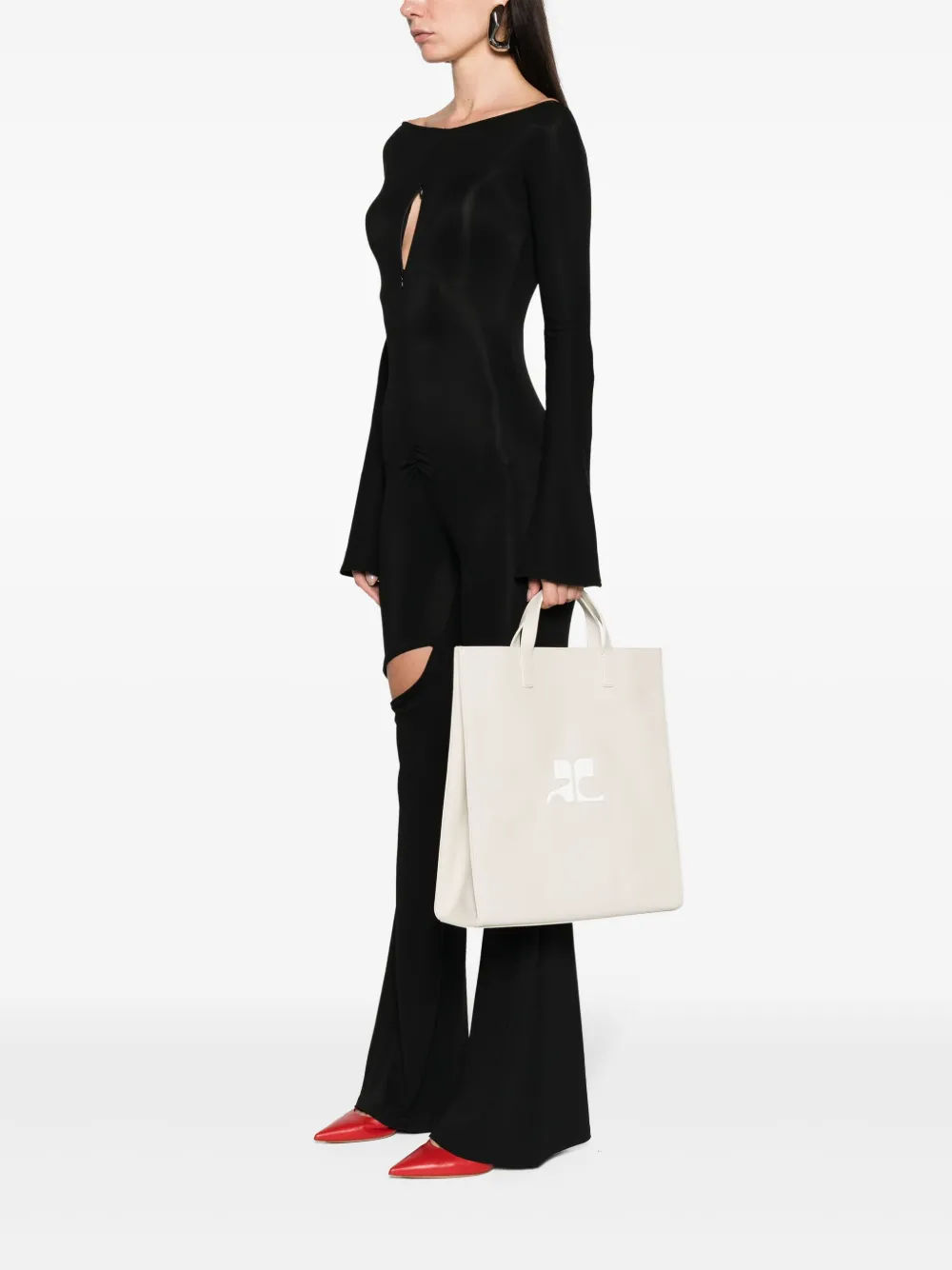 Courrèges Heritage leather tote bag - Beige
