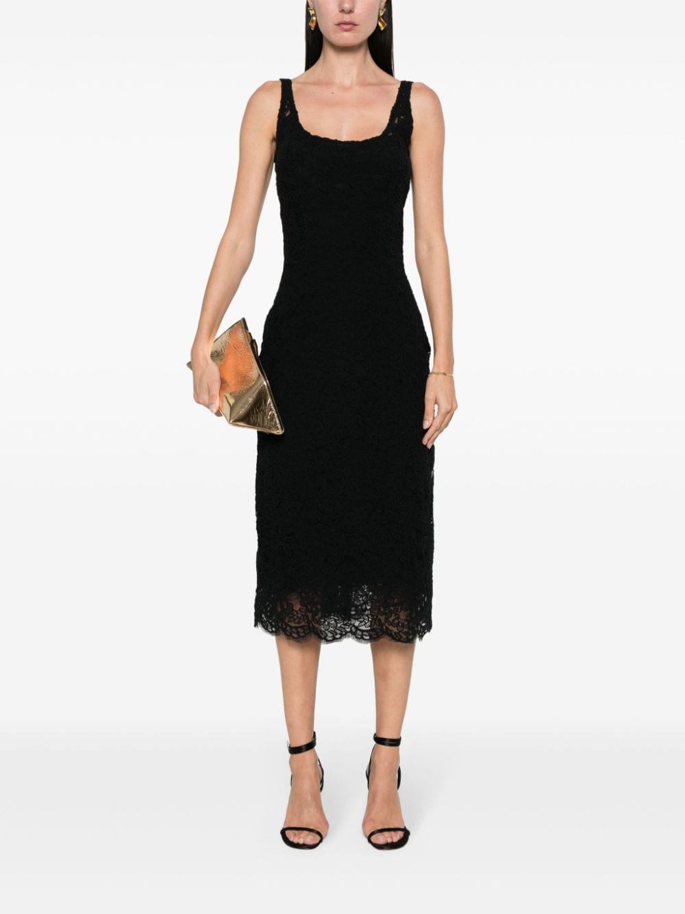 Shop Ermanno Scervino Corded-lace Midi Dress In Black