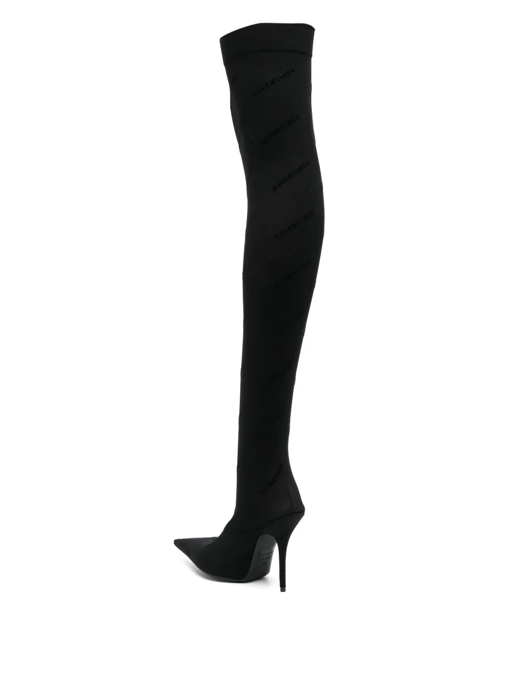 Cheap Balenciaga 110mm flocked-logo above-knee boots Women