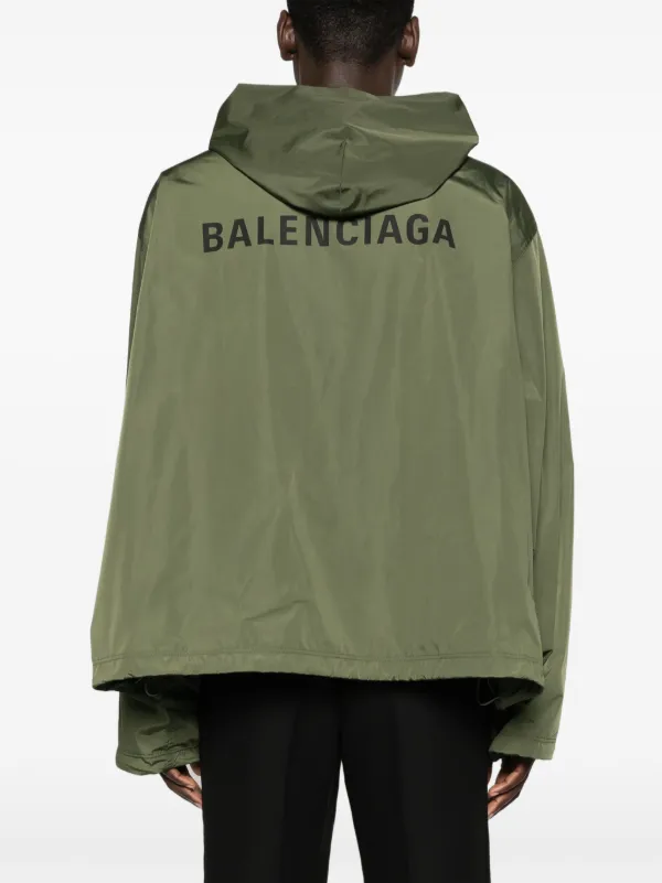 Balenciaga logo print hooded jacket unisex Polyester Polyester 1 Green