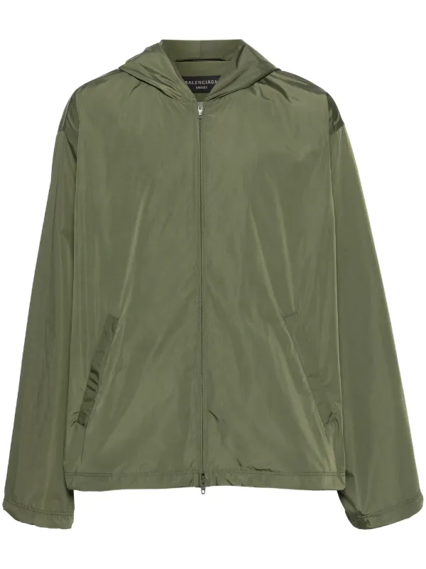 Balenciaga logo print hooded jacket unisex Polyester Polyester 1 Green