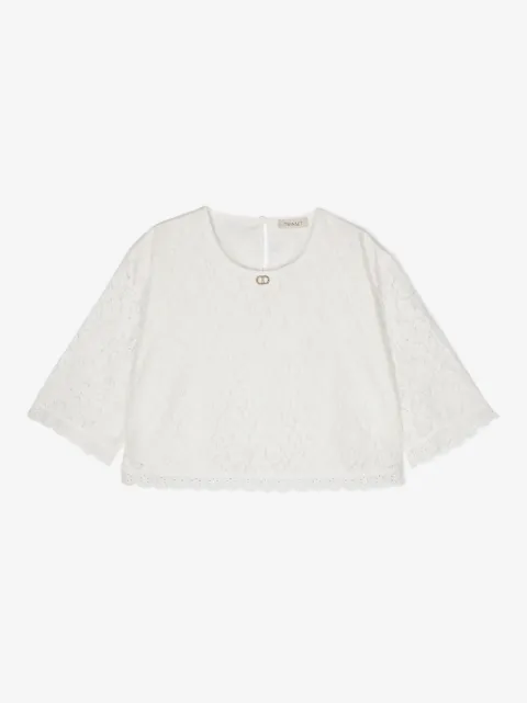 TWINSET Kids floral-lace blouse