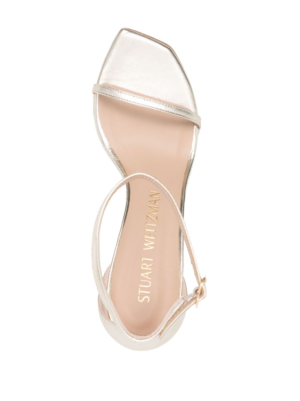 Shop Stuart Weitzman Nudistcurve 75mm Leather Sandals In Gold