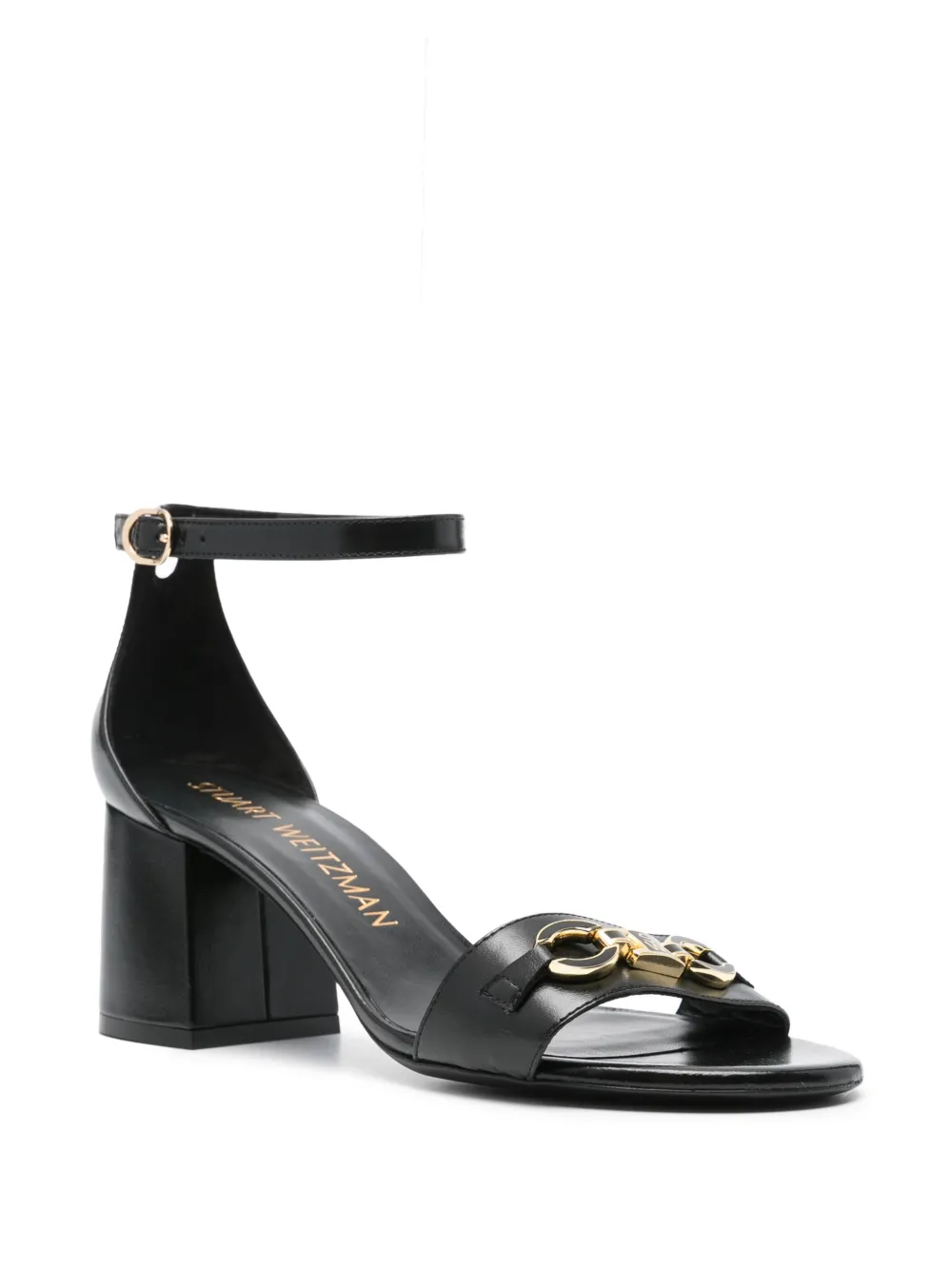 Stuart Weitzman Sw Signature 70mm Leather Sandal In Black