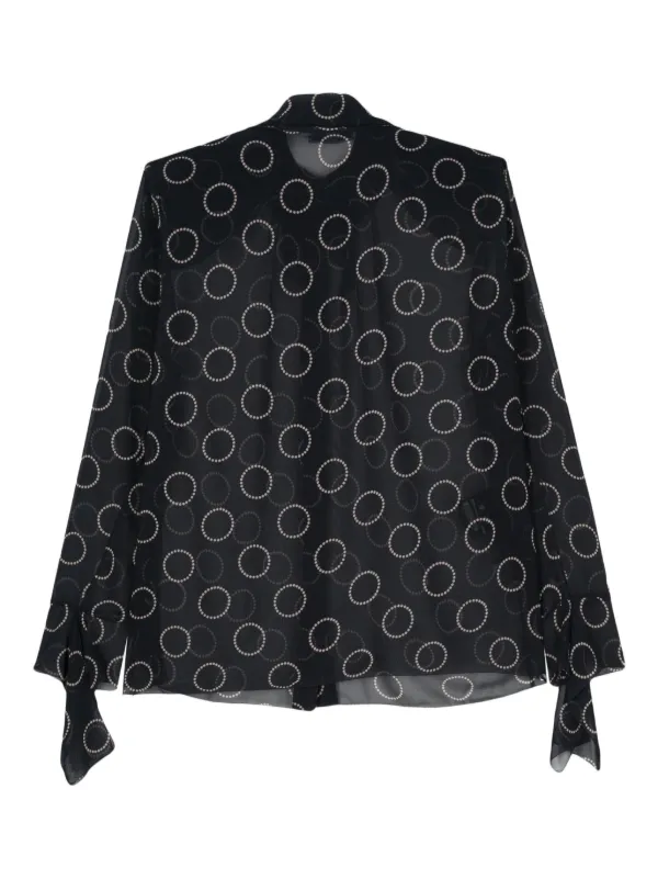 Prada graphic-print semi-sheer Shirt | Blue | FARFETCH CA