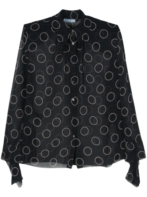 Prada graphic-print semi-sheer shirt 