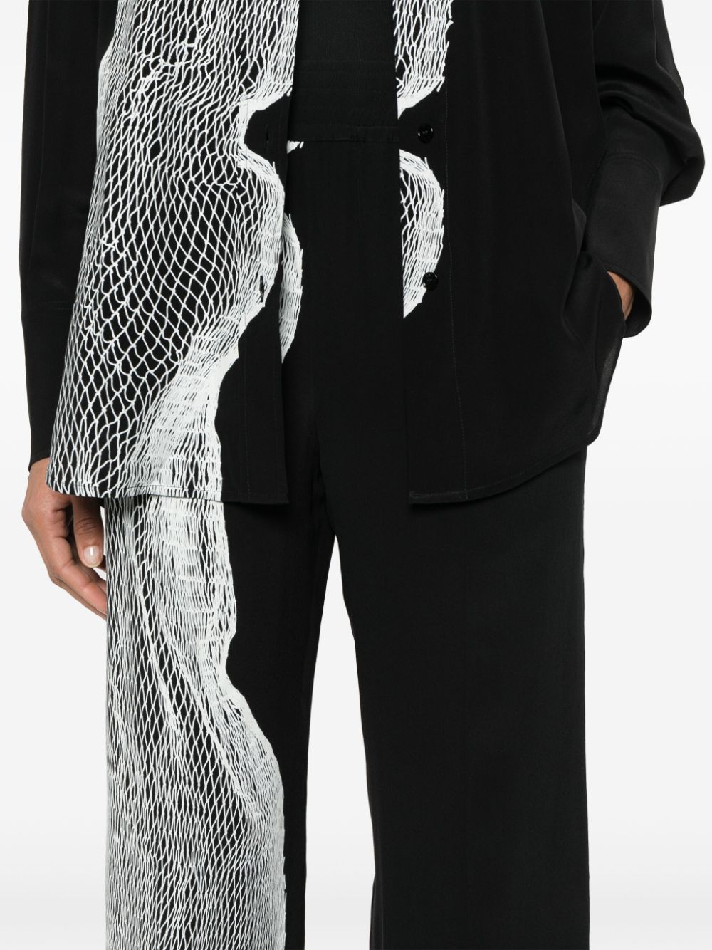 Shop Victoria Beckham Graphic-print Silk Pajama Trousers In Black