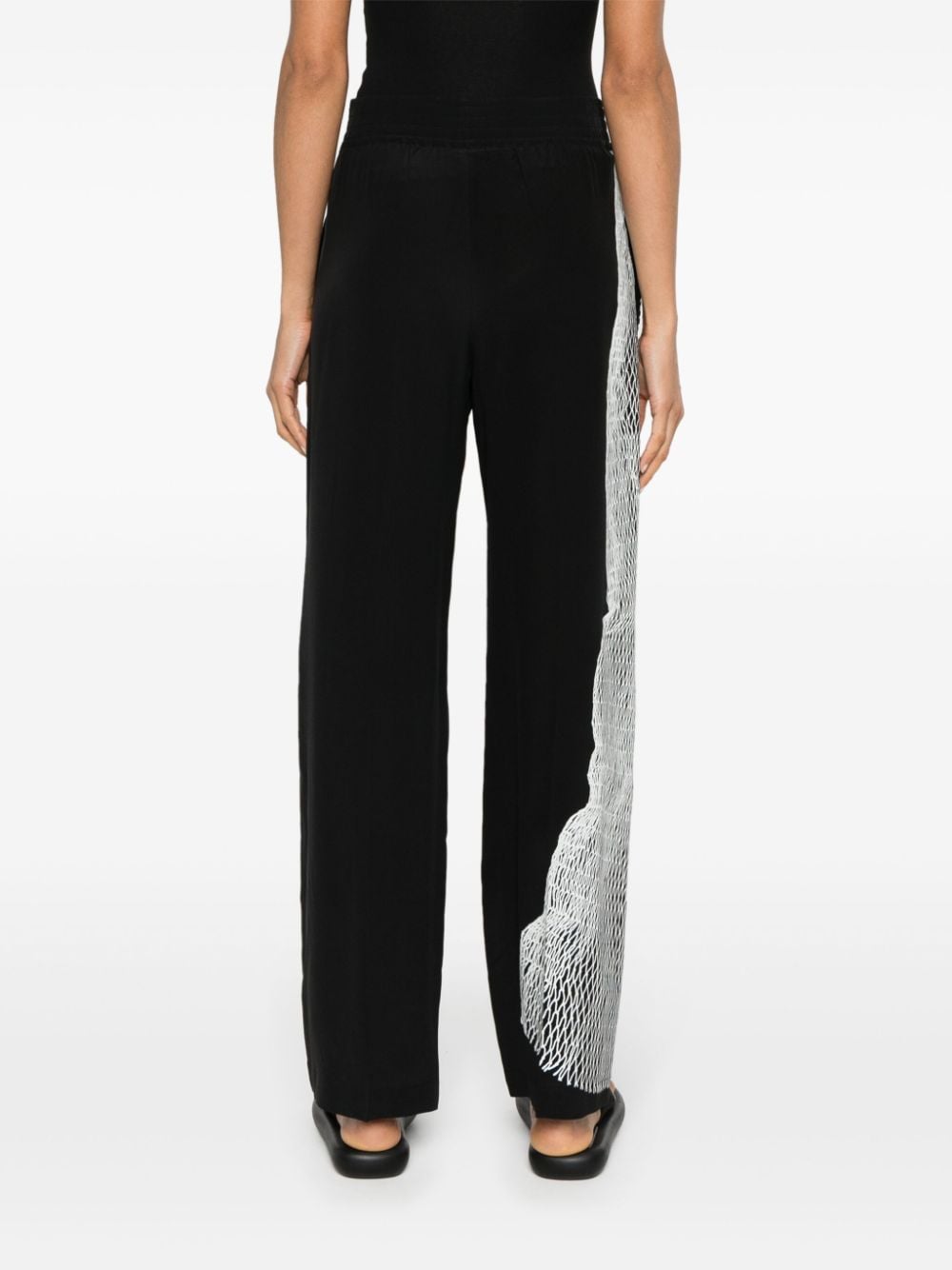 Shop Victoria Beckham Graphic-print Silk Pajama Trousers In Black