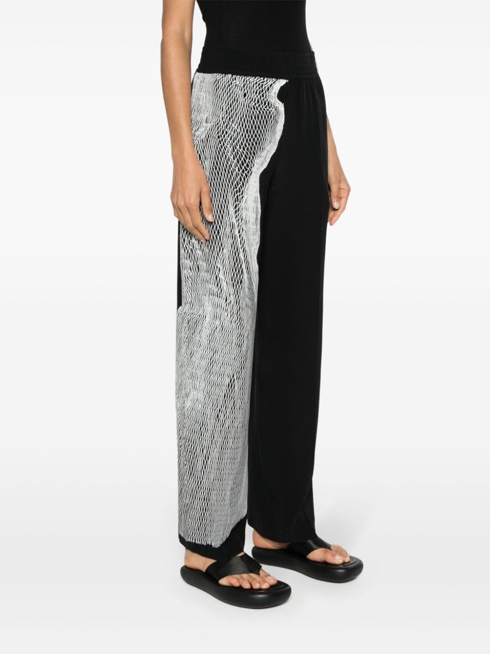 Shop Victoria Beckham Graphic-print Silk Pajama Trousers In Black