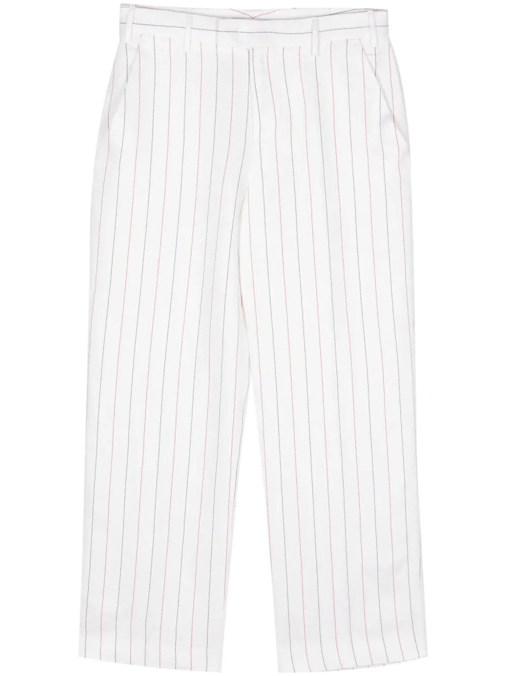 Pt Torino Emma Striped Cropped Trousers In Neutral