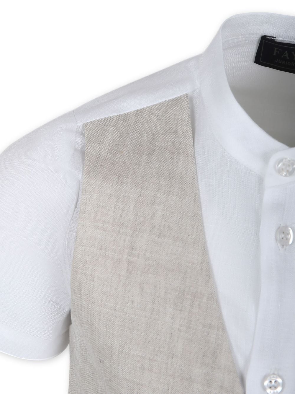 Shop Fay Waistcoat-panel Linen Shirt In White