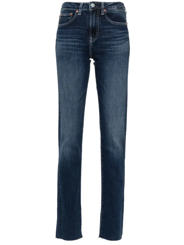 AG Jeans Girlfriend Long mid-rise straight-leg Jeans Blue FARFETCH MY