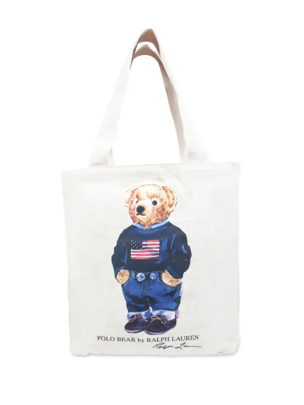 POLO RALPH LAUREN KIDS Polo Bear Cotton Tote Bag White FARFETCH IE