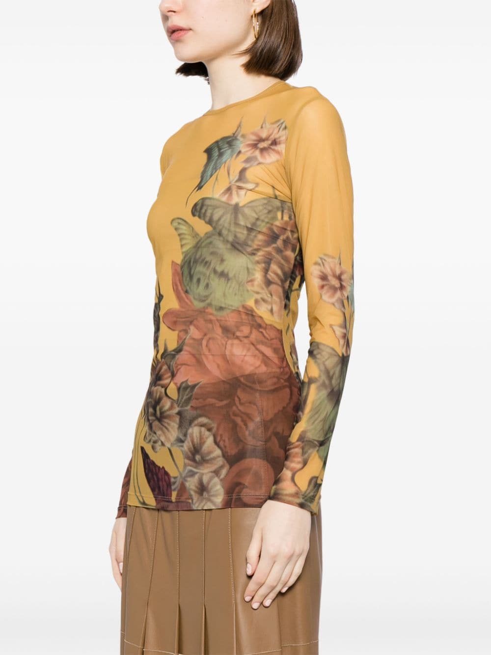 Alberta Ferretti T-shirt met bloemenprint Geel