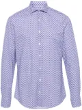 Traiano Milano geometric-print cutaway-collar shirt - Blue