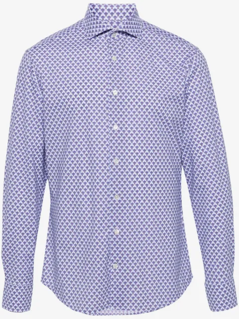 Traiano Milano geometric-print cutaway-collar shirt