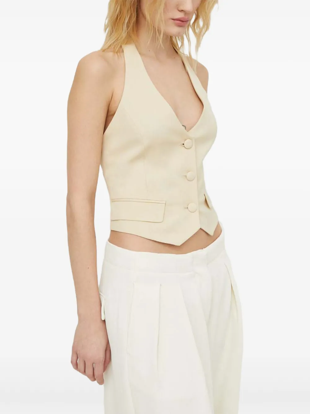 Ba&sh Good Halterneck Buttoned Vest - Neutrals 