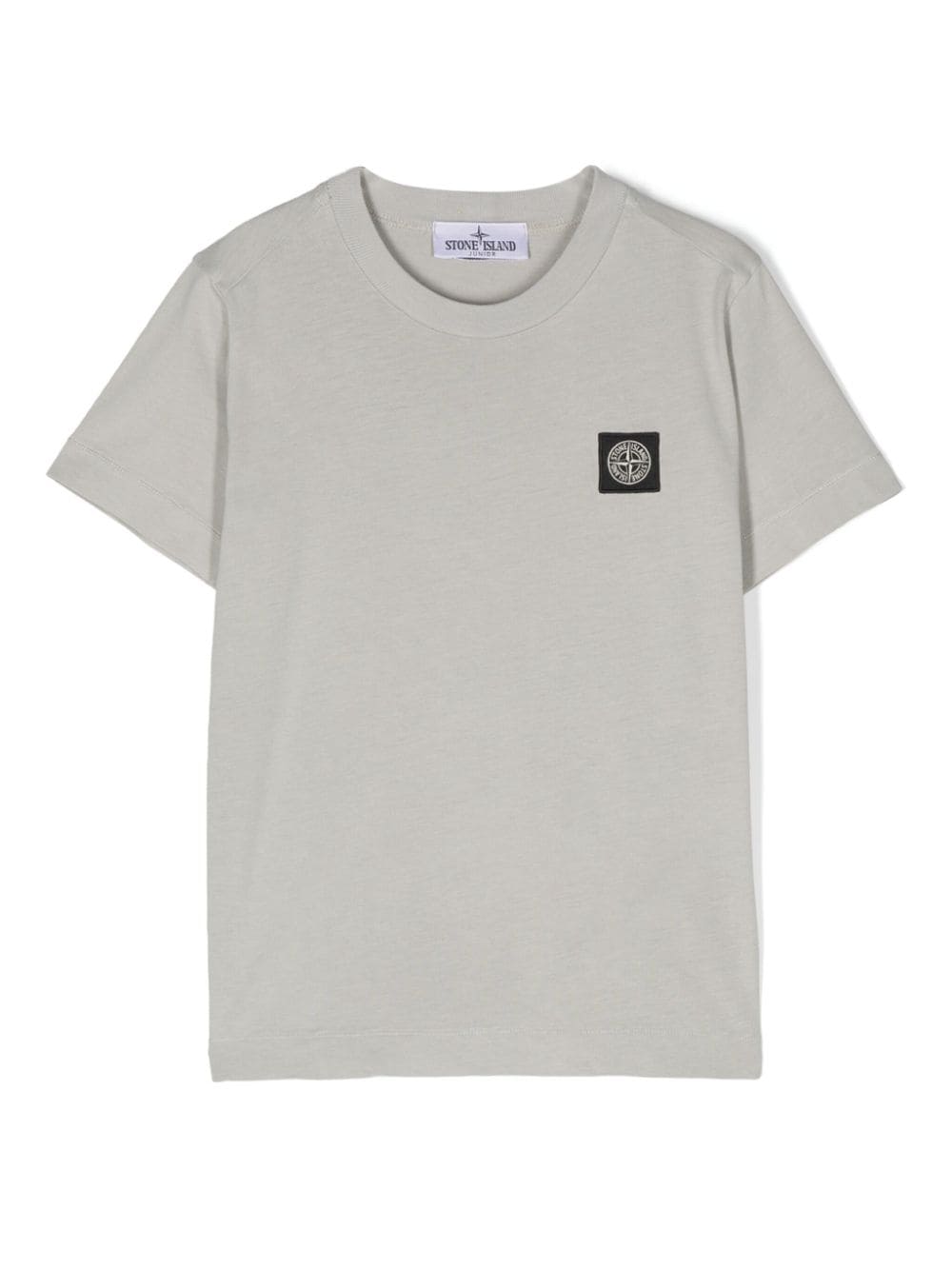 Stone Island Junior Kids' Compass-appliqué Cotton T-shirt In Grau