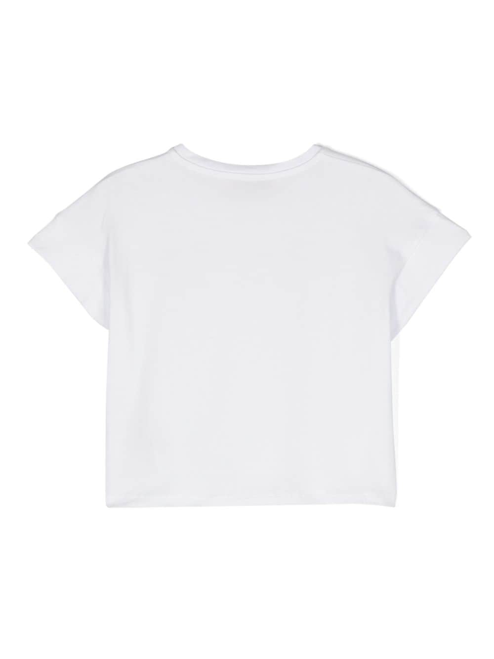 Shop Miss Blumarine Crystal-logo T-shirt In White