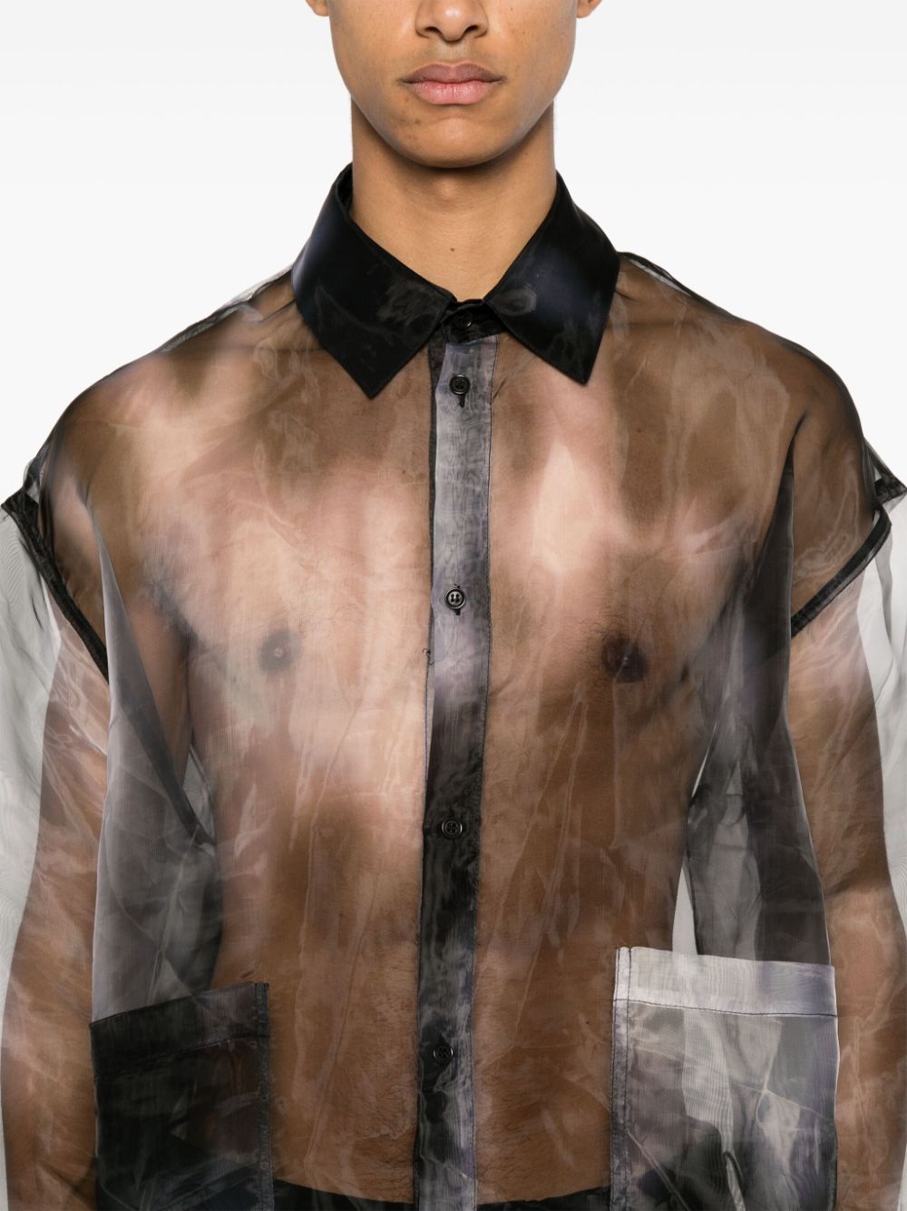 Shop Henrik Vibskov Big Gradient Semi-sheer Shirt In Grey