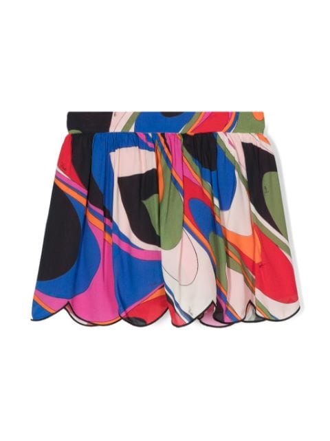 PUCCI Junior Krepp-Shorts mit geometrischem Print
